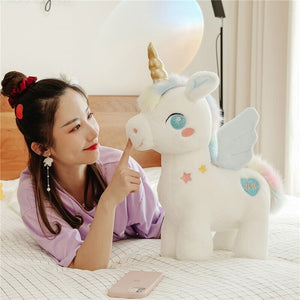 White Dreamy Unicorn Pony Plushie-Enchanted peach