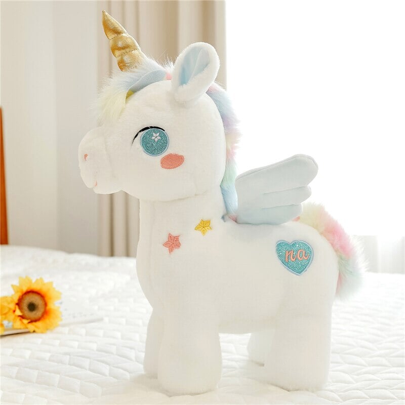 White Dreamy Unicorn Pony Plushie-Enchanted peach