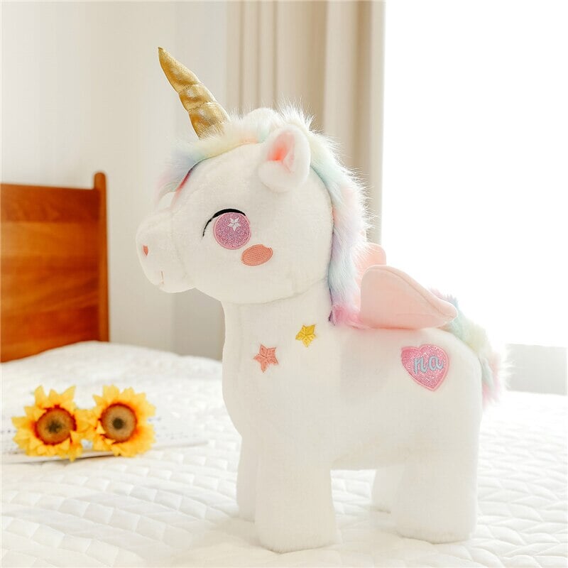 White Dreamy Unicorn Pony Plushie-Enchanted peach