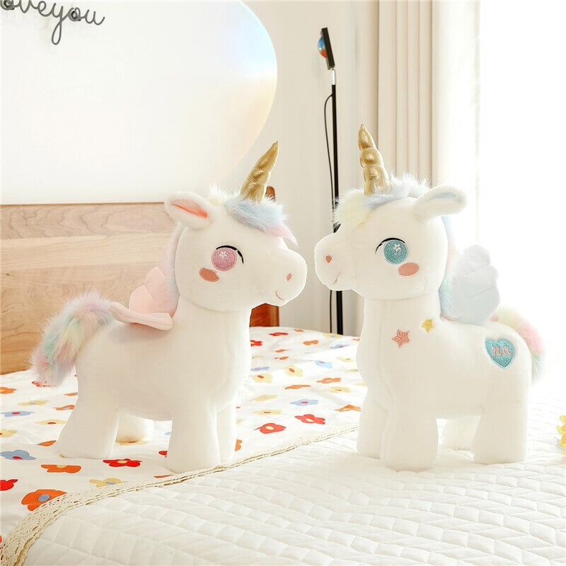 White Dreamy Unicorn Pony Plushie-Enchanted peach