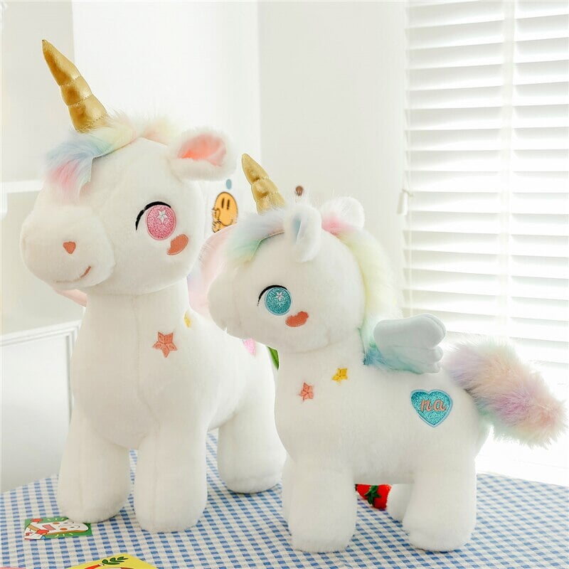 White Dreamy Unicorn Pony Plushie-Enchanted peach