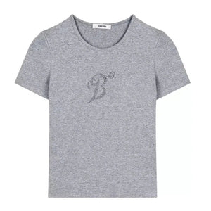 White Gray Winged Gem B Women's Tee-Enchanted peach