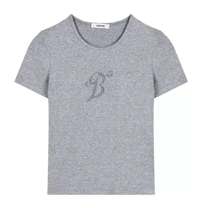 White Gray Winged Gem B Women's Tee-Enchanted peach