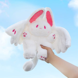 White Kawaii Fluffy Bat Plushie-Enchanted peach