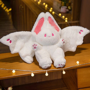 White Kawaii Fluffy Bat Plushie-Enchanted peach