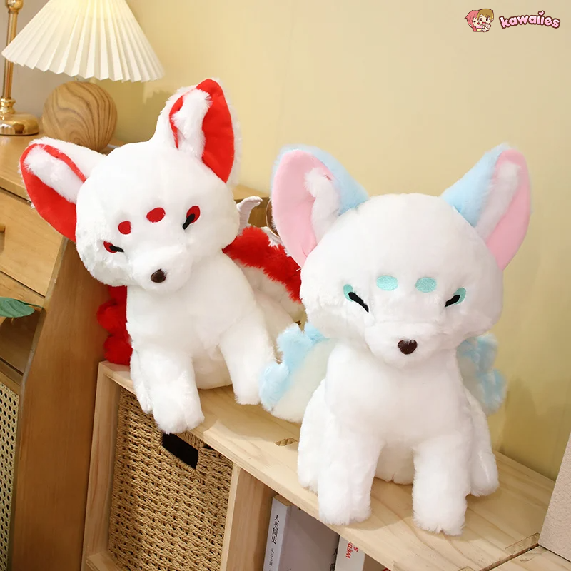 White Nine-Tailed Fox Plushies-Enchanted peach