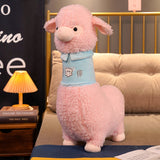 White Pink Fluffy Alpaca Plushie-Enchanted peach