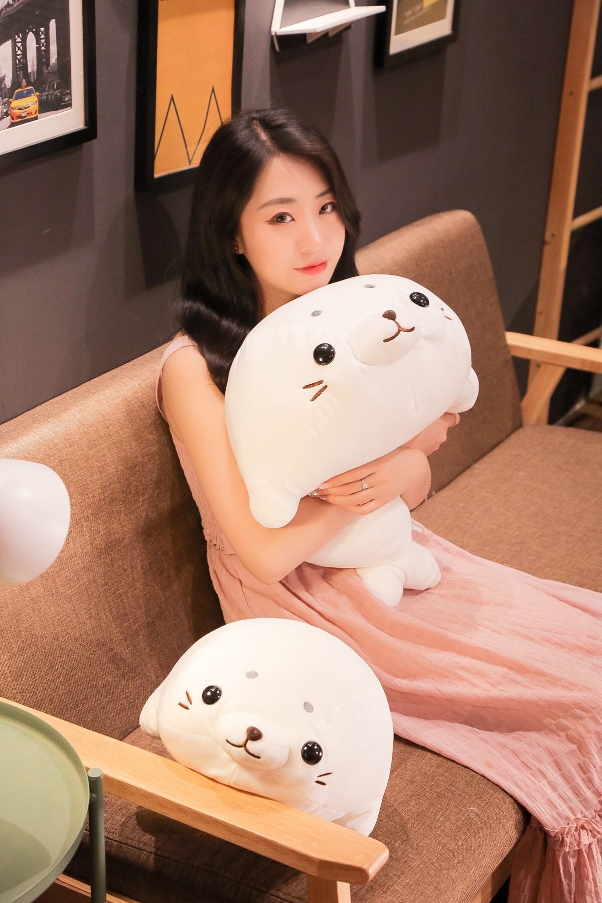 White Seal Plushies-Enchanted peach