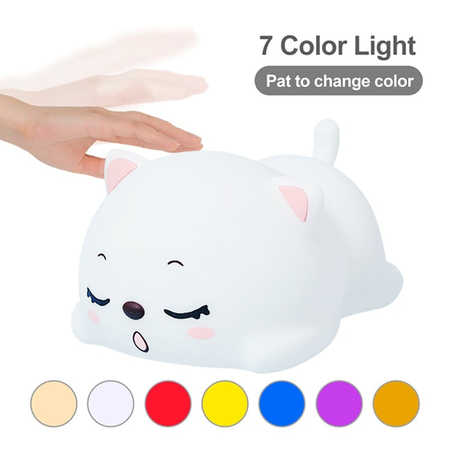 Yawning Cat LED Night Light-Enchanted peach