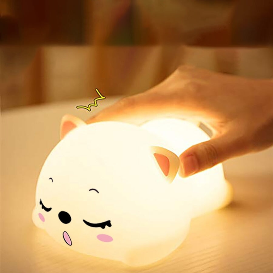 Yawning Cat LED Night Light-Enchanted peach