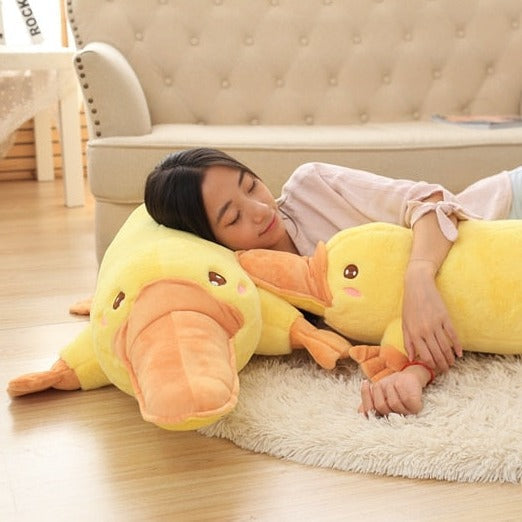 Yellow Kawaii Long Snuggly Platypus Plushie-Enchanted peach