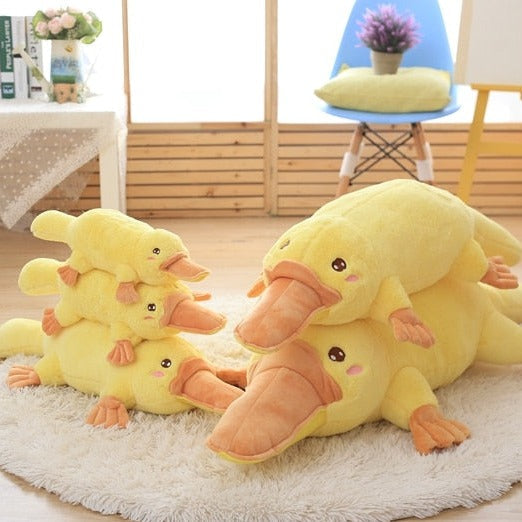 Yellow Kawaii Long Snuggly Platypus Plushie-Enchanted peach