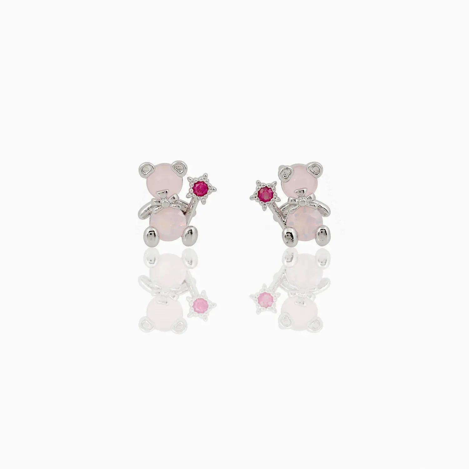 Zircon Light Pink Round Gold-plated Earring-Enchanted peach