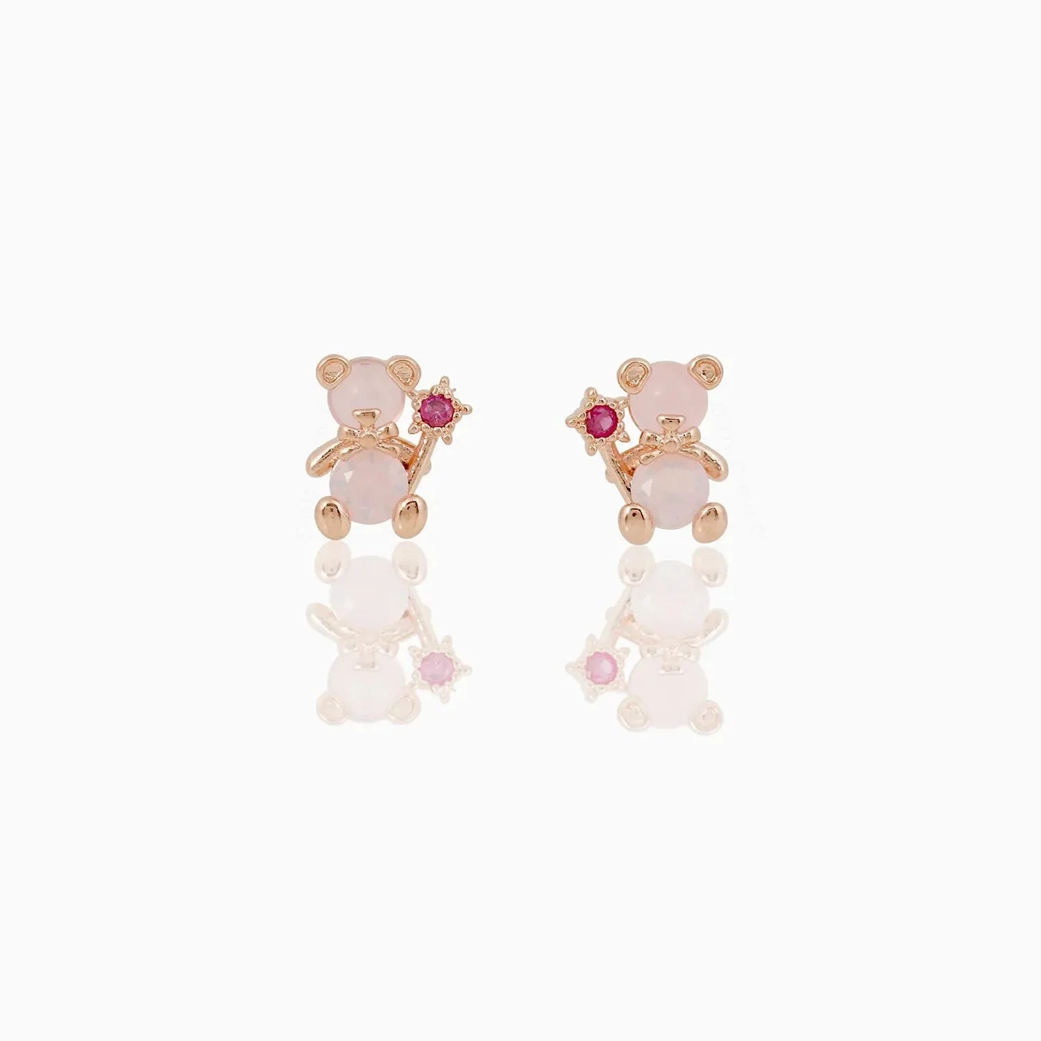 Zircon Light Pink Round Gold-plated Earring-Enchanted peach