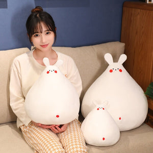 Zuki the White Bunny Plushie with Mini Face-Enchanted peach