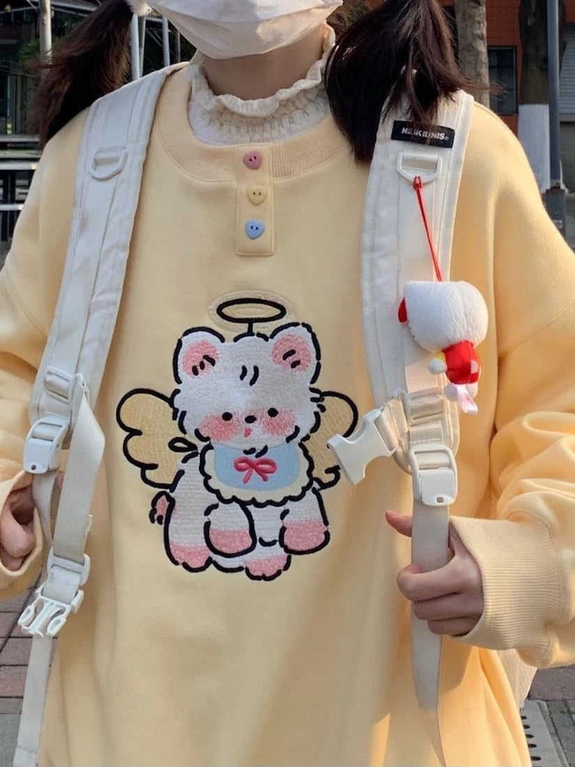 Angel Kitty Button Up Pullover