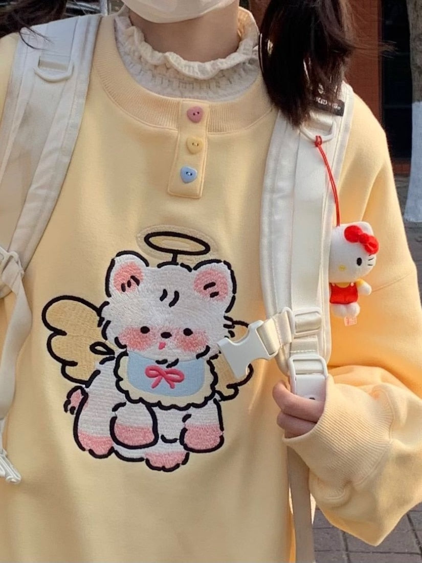 Angel Kitty Button Up Pullover