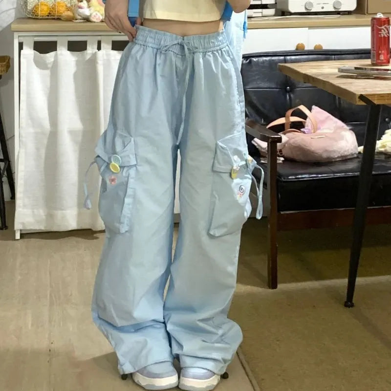 Baby blue kawaii cargo pants - 1990s - 90s - cargo pants - cargos - grunge