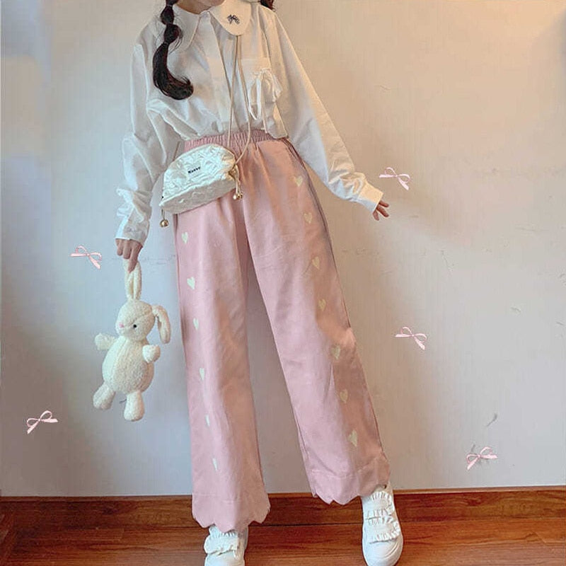 Pastel Heart Print Pants