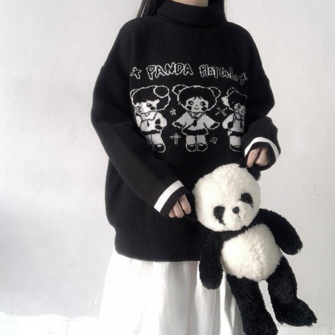 Gothic Panda Knit Turtleneck