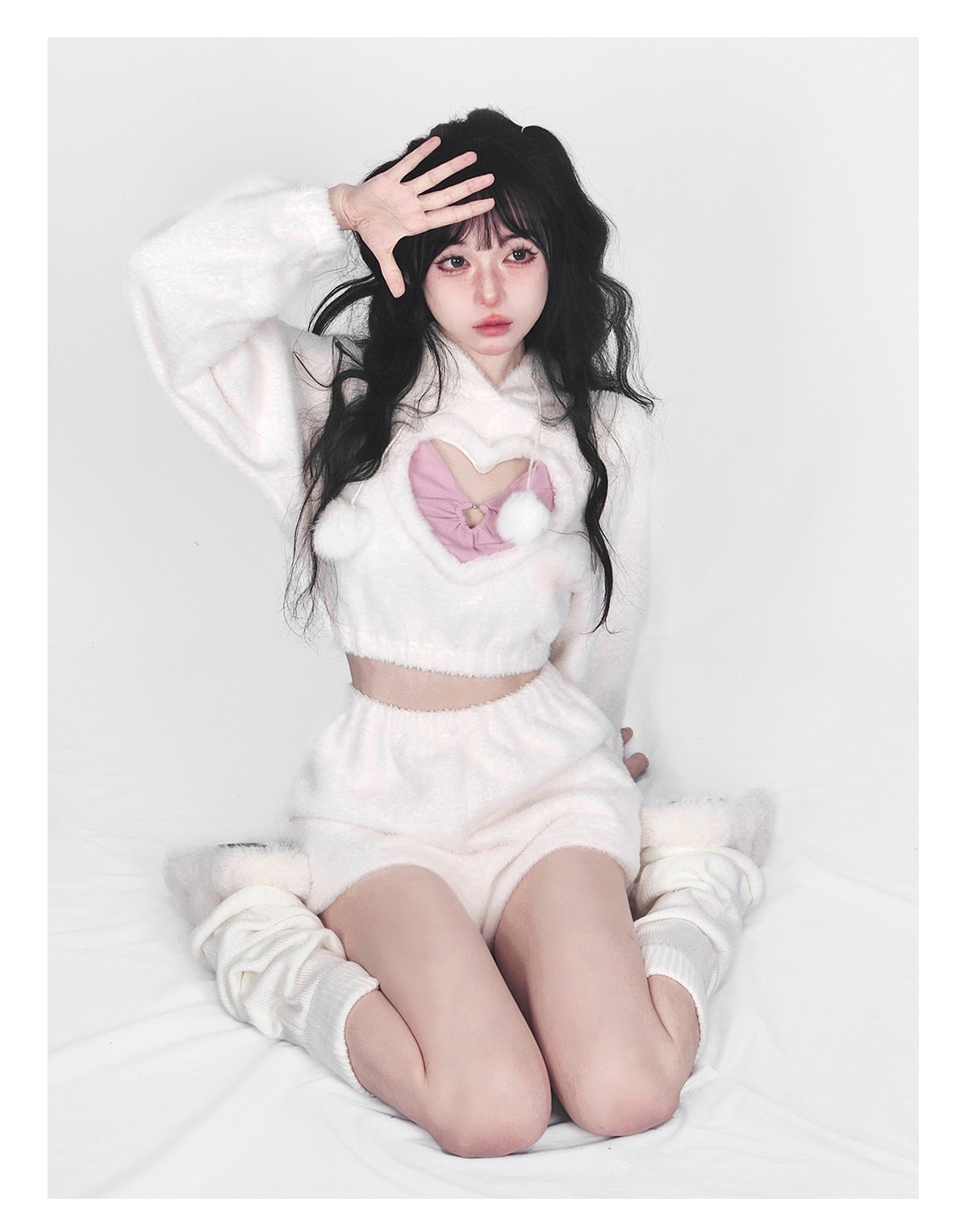 White Fuzzy Valentine Set