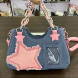 Starry Denim Shoulder Handbag